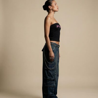 Black streetwear tube top for Gen Z women – Her Move